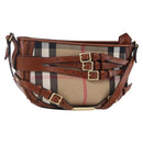 BURBERRY Nova Check Shoulder Bag Canvas Beige Gold Auth 153899-1