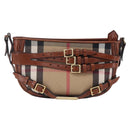 BURBERRY Nova Check Shoulder Bag Canvas Beige Gold Auth 153899-13