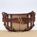 BURBERRY Nova Check Shoulder Bag Canvas Beige Gold Auth 153899-12