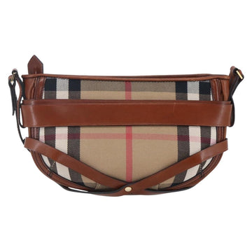 BURBERRY Nova Check Shoulder Bag Canvas Beige Gold Auth 153899 - 0