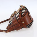 BURBERRY Nova Check Shoulder Bag Canvas Beige Gold Auth 153899-3
