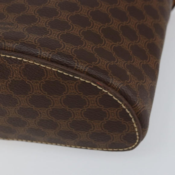 CELINE Macadam Canvas Hand Bag PVC Leather Brown Gold Auth 153900