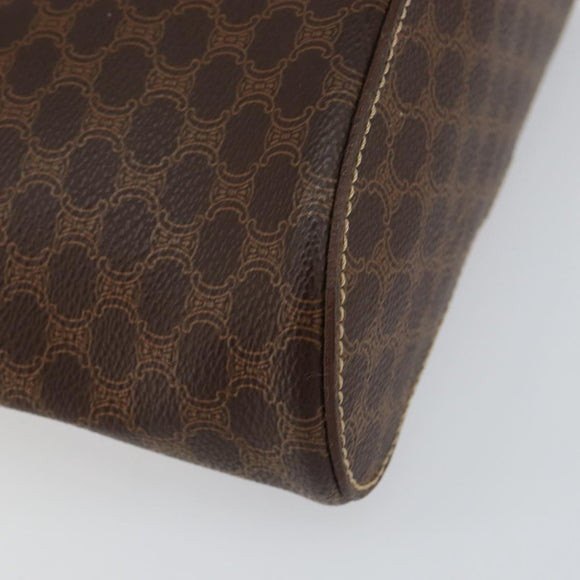 CELINE Macadam Canvas Hand Bag PVC Leather Brown Gold Auth 153900