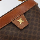 CELINE Macadam Canvas Hand Bag PVC Leather Brown Gold Auth 153900-17