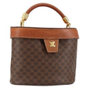 CELINE Macadam Canvas Hand Bag PVC Leather Brown Gold Auth 153900-1