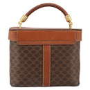 CELINE Macadam Canvas Hand Bag PVC Leather Brown Gold Auth 153900-2