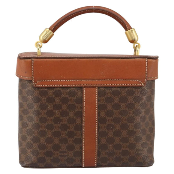 CELINE Macadam Canvas Hand Bag PVC Leather Brown Gold Auth 153900