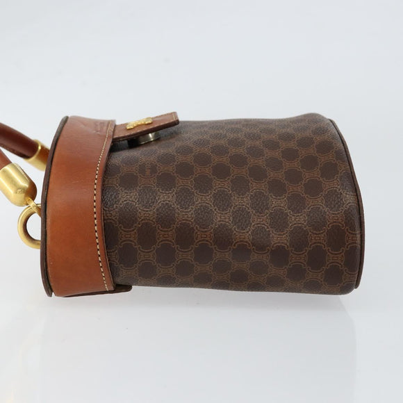 CELINE Macadam Canvas Hand Bag PVC Leather Brown Gold Auth 153900