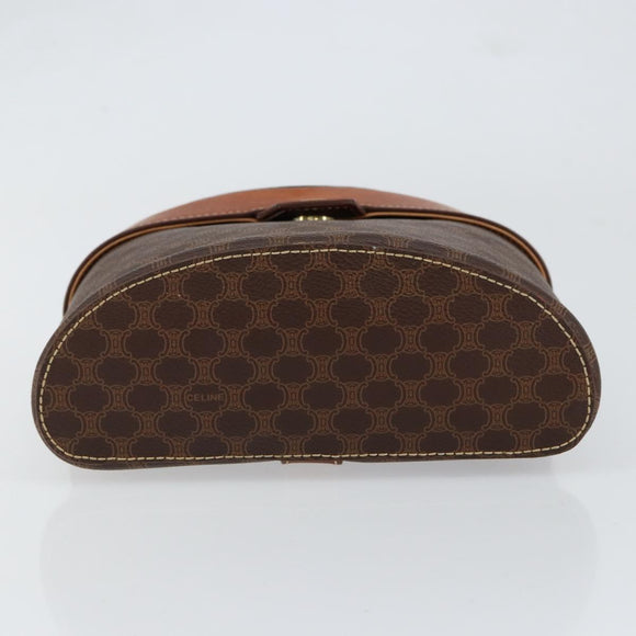 CELINE Macadam Canvas Hand Bag PVC Leather Brown Gold Auth 153900