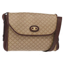 CELINE Macadam Canvas Shoulder Bag PVC Beige Gold Auth 153901-1