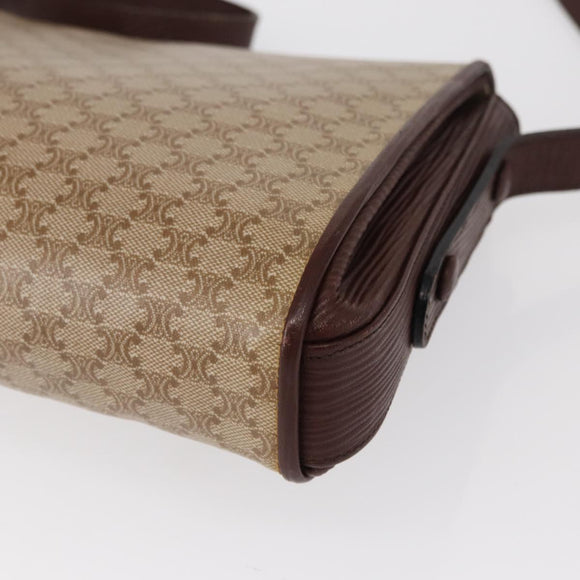 CELINE Macadam Canvas Shoulder Bag PVC Beige Gold Auth 153901