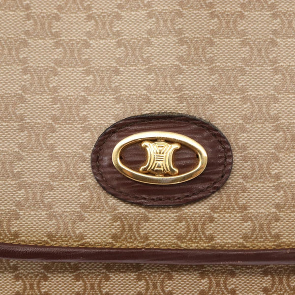 CELINE Macadam Canvas Shoulder Bag PVC Beige Gold Auth 153901