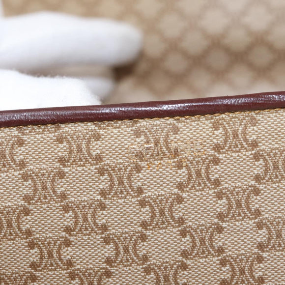 CELINE Macadam Canvas Shoulder Bag PVC Beige Gold Auth 153901