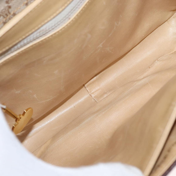 CELINE Macadam Canvas Shoulder Bag PVC Beige Gold Auth 153901