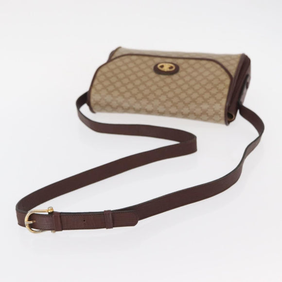 CELINE Macadam Canvas Shoulder Bag PVC Beige Gold Auth 153901