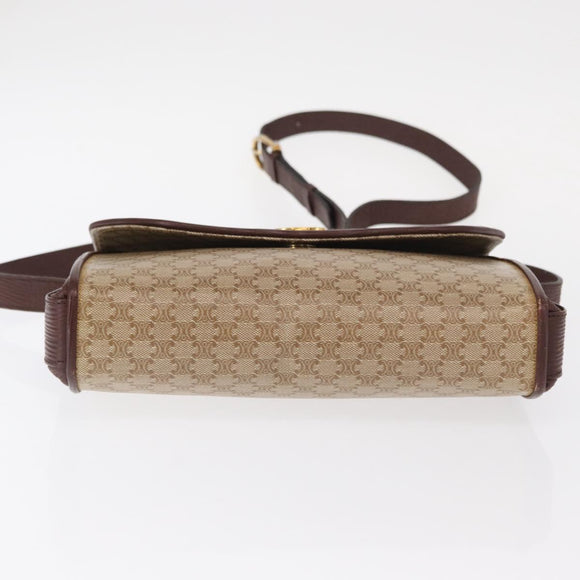 CELINE Macadam Canvas Shoulder Bag PVC Beige Gold Auth 153901