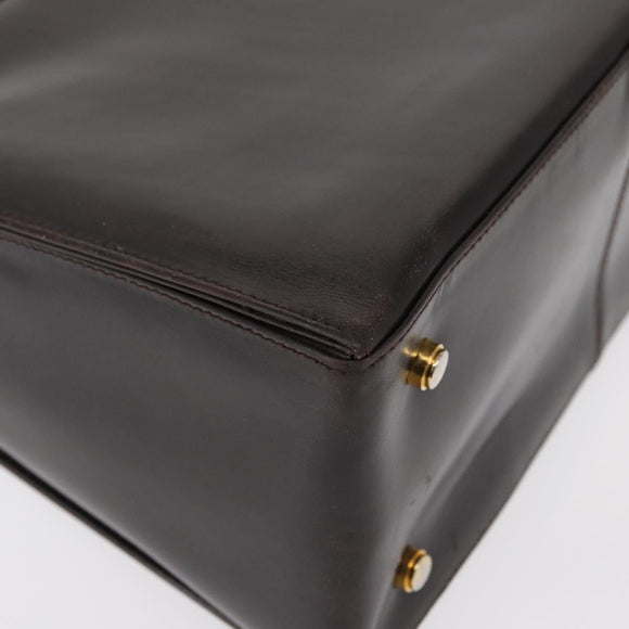 Salvatore Ferragamo Gancini Hand Bag Leather Black Gold Auth 153902