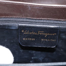 Salvatore Ferragamo Gancini Hand Bag Leather Black Gold Auth 153902-16
