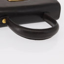 Salvatore Ferragamo Gancini Hand Bag Leather Black Gold Auth 153902-7