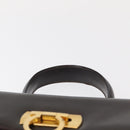 Salvatore Ferragamo Gancini Hand Bag Leather Black Gold Auth 153902-8