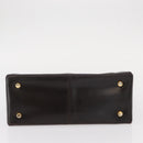 Salvatore Ferragamo Gancini Hand Bag Leather Black Gold Auth 153902-9