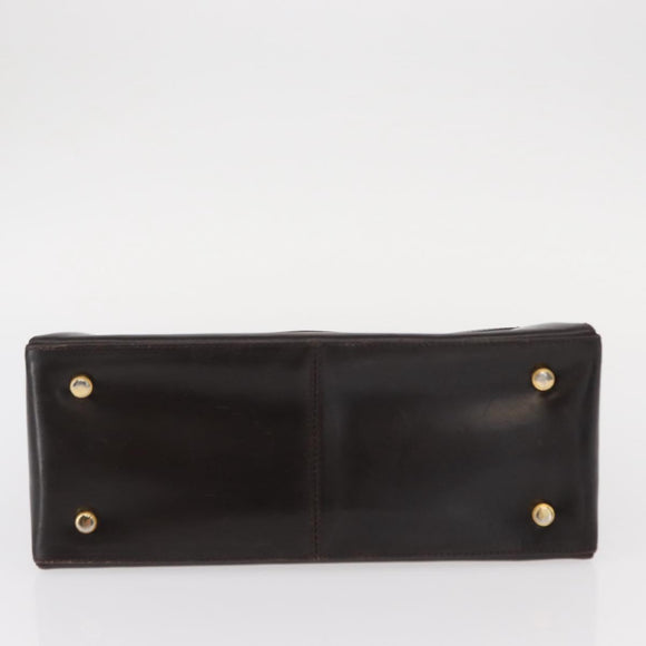 Salvatore Ferragamo Gancini Hand Bag Leather Black Gold Auth 153902