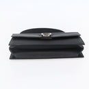 Salvatore Ferragamo Gancini Shoulder Bag Leather Black Silver Auth 153903-5