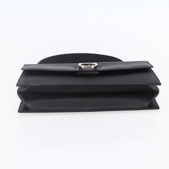 Salvatore Ferragamo Gancini Shoulder Bag Leather Black Silver Auth 153903