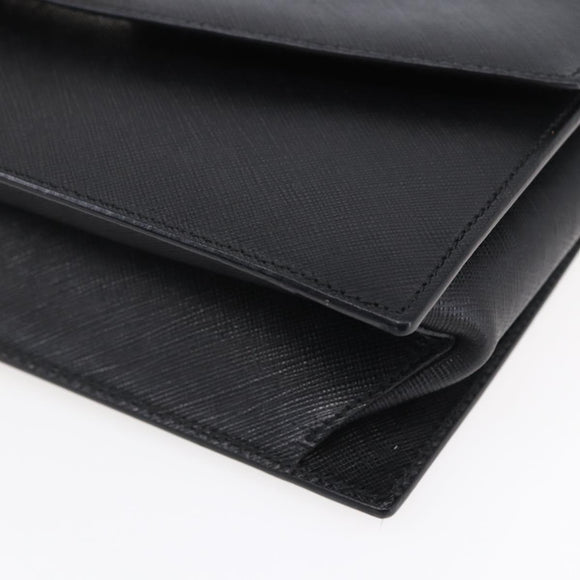 Salvatore Ferragamo Gancini Shoulder Bag Leather Black Silver Auth 153903