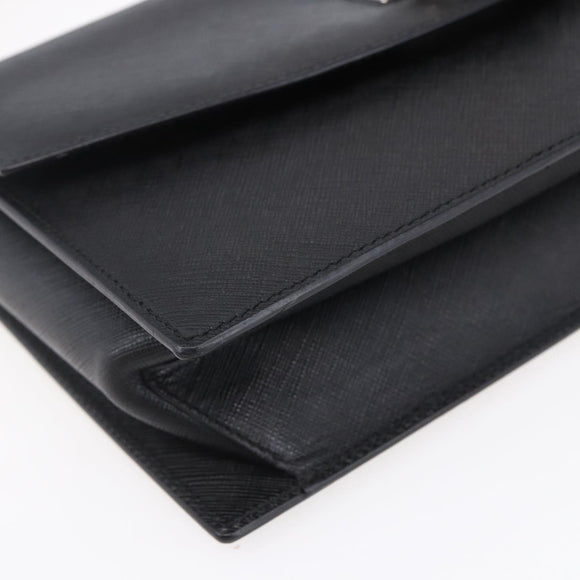 Salvatore Ferragamo Gancini Shoulder Bag Leather Black Silver Auth 153903