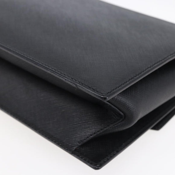 Salvatore Ferragamo Gancini Shoulder Bag Leather Black Silver Auth 153903