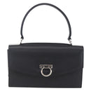 Salvatore Ferragamo Gancini Shoulder Bag Leather Black Silver Auth 153903-13