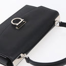 Salvatore Ferragamo Gancini Shoulder Bag Leather Black Silver Auth 153903-6
