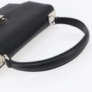 Salvatore Ferragamo Gancini Shoulder Bag Leather Black Silver Auth 153903-7