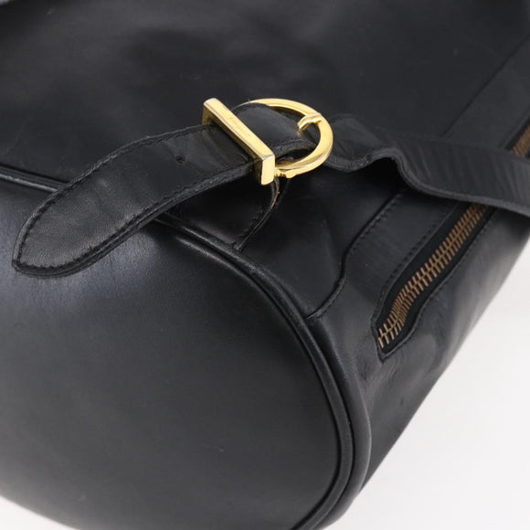 Salvatore Ferragamo Gancini Backpack Leather Black Gold Auth 153904