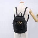 Salvatore Ferragamo Gancini Backpack Leather Black Gold Auth 153904-23