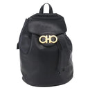 Salvatore Ferragamo Gancini Backpack Leather Black Gold Auth 153904-13