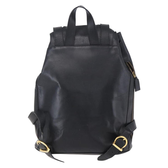 Salvatore Ferragamo Gancini Backpack Leather Black Gold Auth 153904