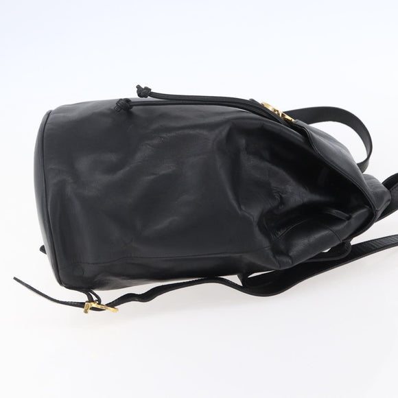 Salvatore Ferragamo Gancini Backpack Leather Black Gold Auth 153904