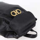 Salvatore Ferragamo Gancini Backpack Leather Black Gold Auth 153904-6