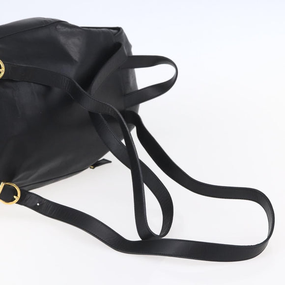 Salvatore Ferragamo Gancini Backpack Leather Black Gold Auth 153904