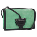 LOEWE Barcelona Shoulder Bag Suede Leather Green Silver Auth 153905-1