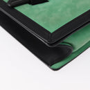 LOEWE Barcelona Shoulder Bag Suede Leather Green Silver Auth 153905-14