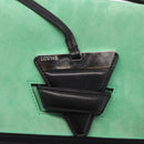 LOEWE Barcelona Shoulder Bag Suede Leather Green Silver Auth 153905-17