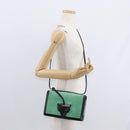 LOEWE Barcelona Shoulder Bag Suede Leather Green Silver Auth 153905-22