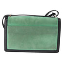 LOEWE Barcelona Shoulder Bag Suede Leather Green Silver Auth 153905-2