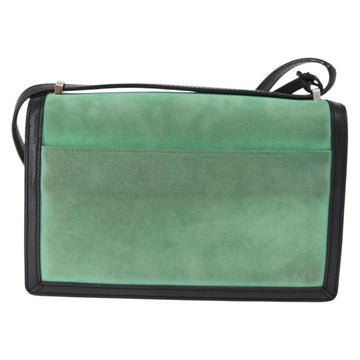 LOEWE Barcelona Shoulder Bag Suede Leather Green Silver Auth 153905 - 0