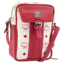 MCM Vicetos Logogram Shoulder Bag PVC Leather White Silver Auth 153908-1