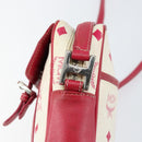 MCM Vicetos Logogram Shoulder Bag PVC Leather White Silver Auth 153908-9