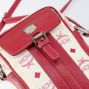 MCM Vicetos Logogram Shoulder Bag PVC Leather White Silver Auth 153908-18